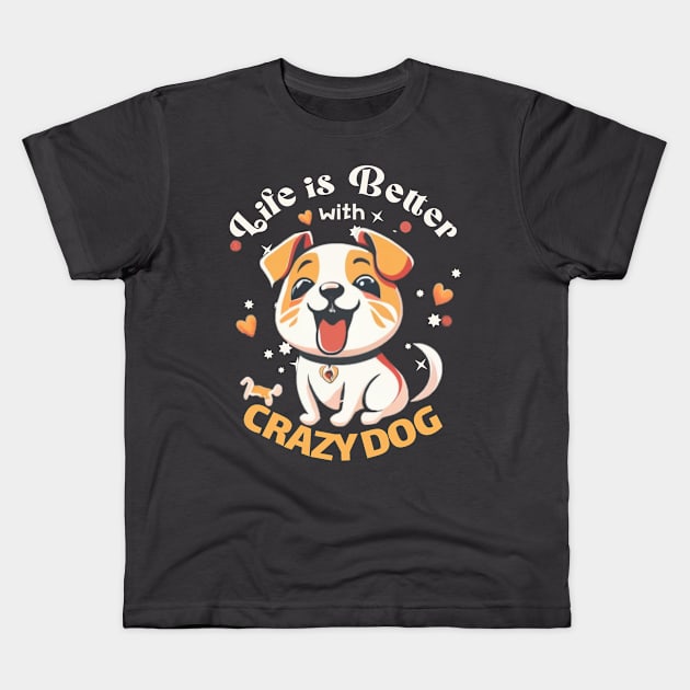 cute crazy dog Kids T-Shirt by AOAOCreation